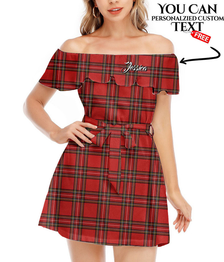 Women's Off-Shoulder Dress With Ruffle - Christmas And New Year Tartan Plaid Best Gift For Women - Gifts She'll Love A7 | Africazone