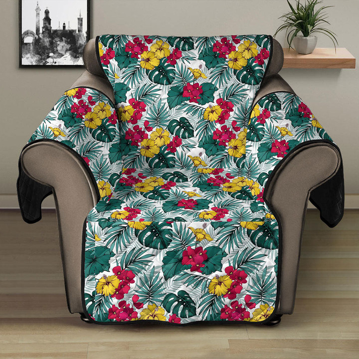 Sofa Protector - Hibiscus Palm And Monstera Leaves Sofa Protector Handcrafted to the Highest Quality Standards A7 | Africazone