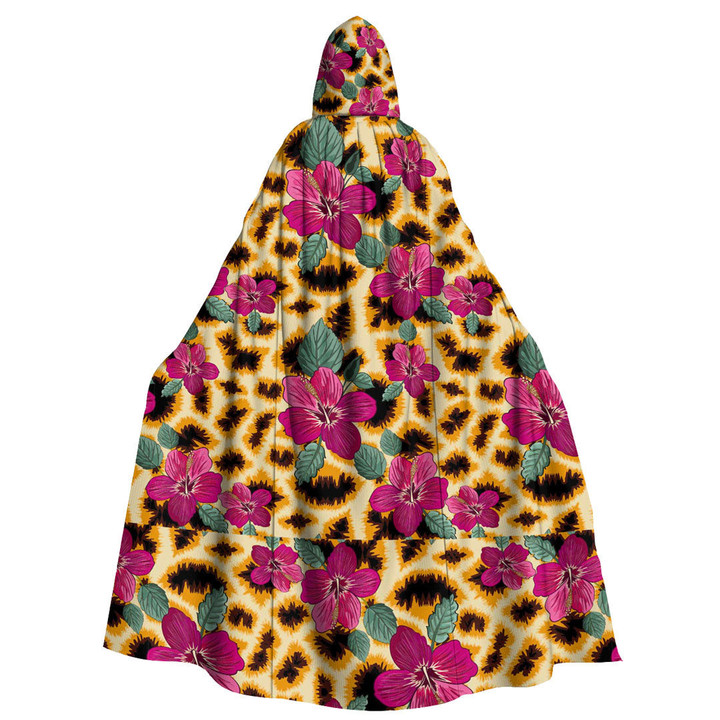 Cloak - Giraffe Skin And Hibiscus Flowers Unisex Microfiber Hooded Cloak A7 | Africazone