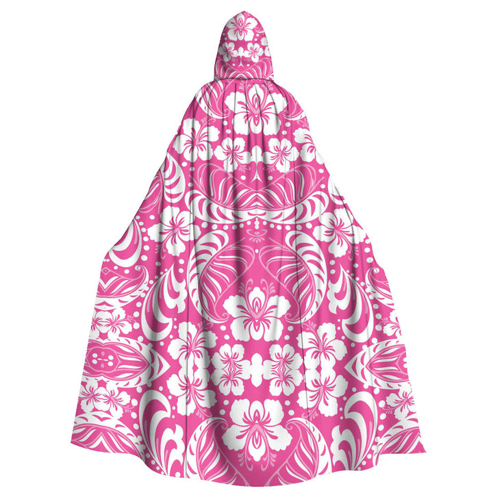 Cloak - Hibiscus Pink Tropical Unisex Microfiber Hooded Cloak A7 | Africazone