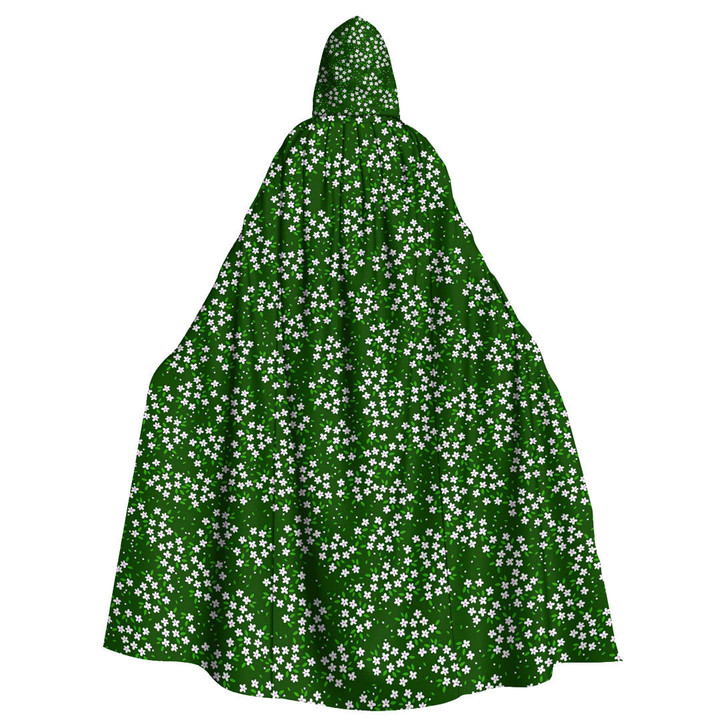 Cloak - Pretty White Flowers and Green Very Harmonious Combination Unisex Microfiber Hooded Cloak A7 | Africazone
