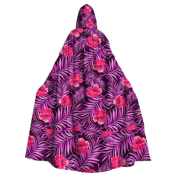 Cloak - Tropical Palm Leaves And Hibiscus Unisex Microfiber Hooded Cloak A7 | Africazone
