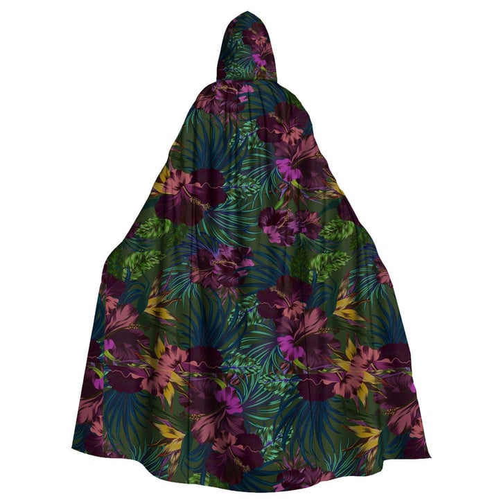 Cloak - Tropical Hibiscus Flowers Unisex Microfiber Hooded Cloak A7 | Africazone