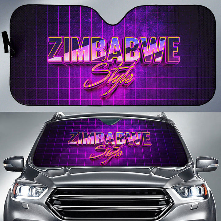 Zimbabwe Auto Sun Shades - Zimbabwe Car Auto Sun Shades Retro Neon 80s Style A7 | 1sttheworld