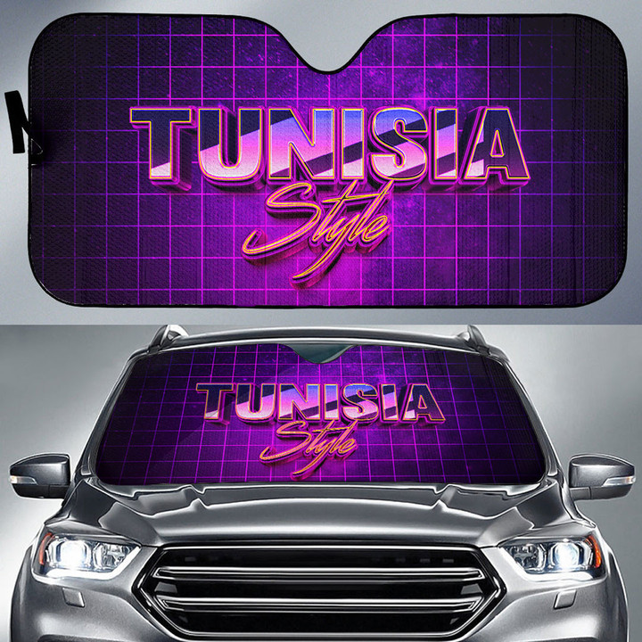 Tunisia Auto Sun Shades - Tunisia Car Auto Sun Shades Retro Neon 80s Style A7 | 1sttheworld
