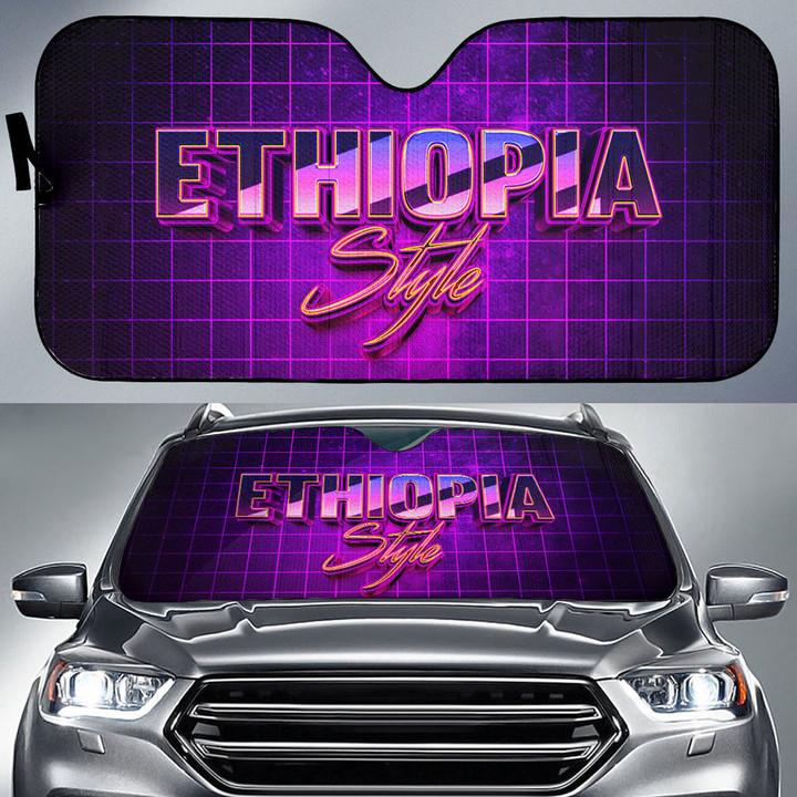 Ethiopia Auto Sun Shades - Ethiopia Car Auto Sun Shades Retro Neon 80s Style A7 | 1sttheworld