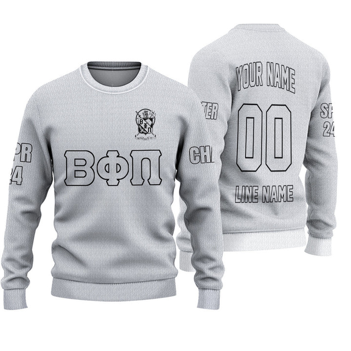 Getteestore Knitted Sweater - (Custom) Beta Phi Pi Fraternity (White) Letters A31