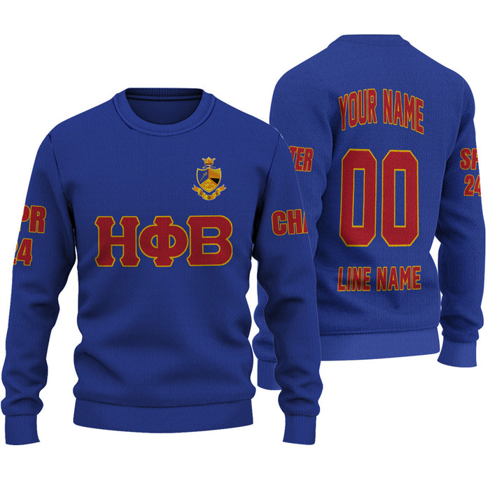 Getteestore Knitted Sweater - (Custom) Eta Phi Theta (Blue) Letters A31