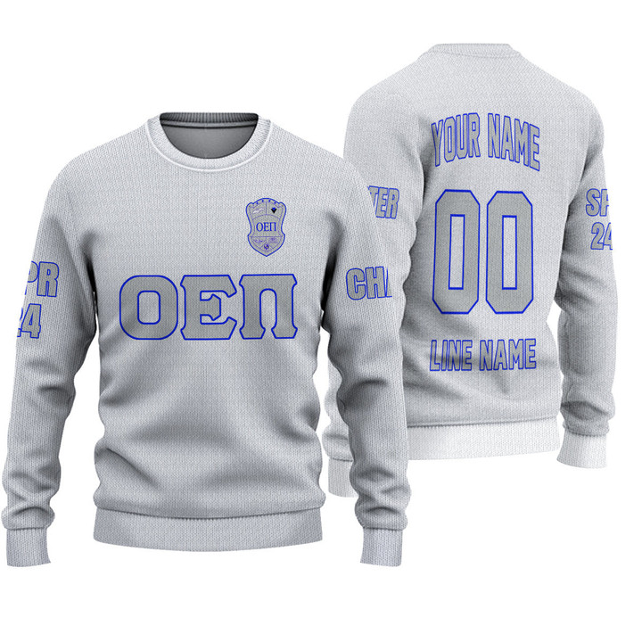 Getteestore Knitted Sweater - (Custom) Omicron Epsilon Pi Sorority (White) Letters A31