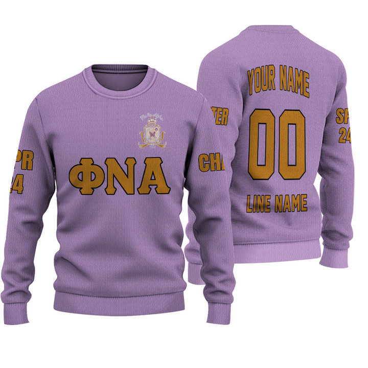 Getteestore Knitted Sweater - (Custom) Phi Nu Alpha Military Sorority (Purple) Letters A31