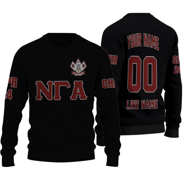 Getteestore Knitted Sweater - (Custom) Nu Gamma Alpha Fraternity (Black) Letters A31