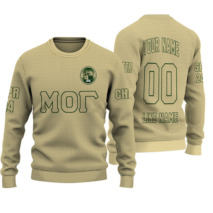 Getteestore Knitted Sweater - (Custom) Mu Omicron Gamma Christian Fraternity (Gold) Letters A31