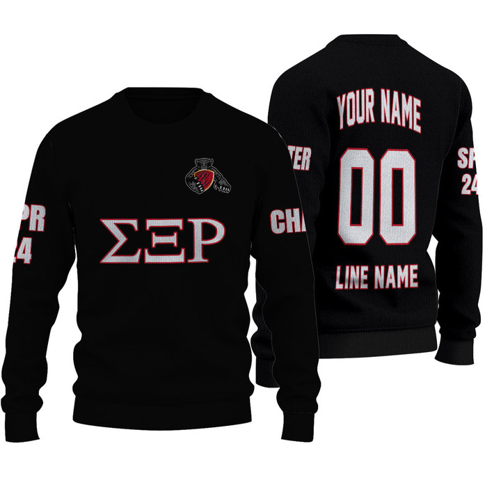 Getteestore Knitted Sweater - (Custom) Sigma Xi Rho Fraternity (Black) Letters A31