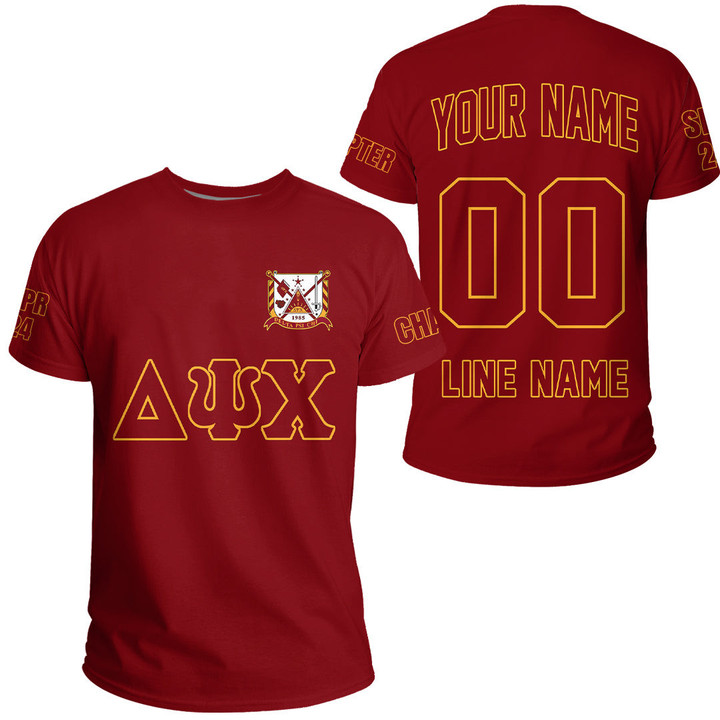 Getteestore T-shirt - (Custom) Delta Psi Chi Fraternity (Crimson) Letters A31