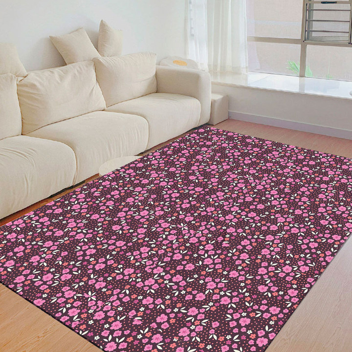 Floor Mat - Colorful Pink Little Flowers Foldable Rectangular Thickened Floor Mat A7 | Africazone