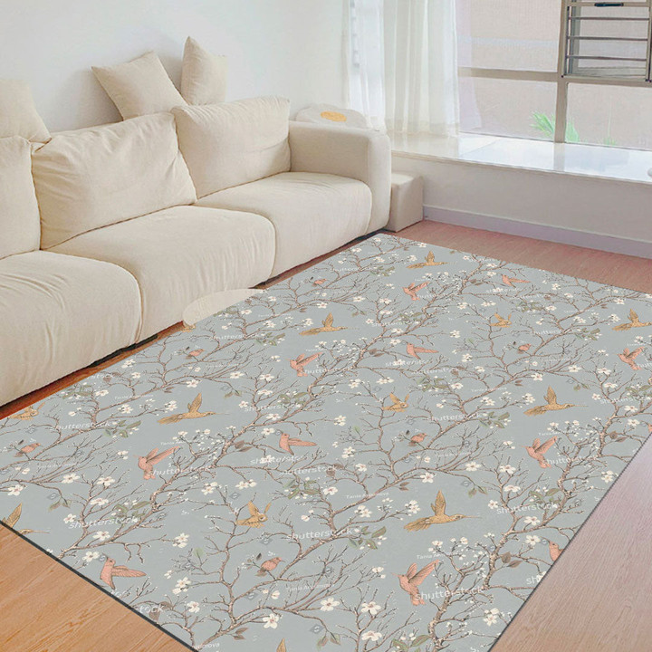 Floor Mat - Colorful Hummingbirds And Flowers Retro Style Foldable Rectangular Thickened Floor Mat A7 | Africazone