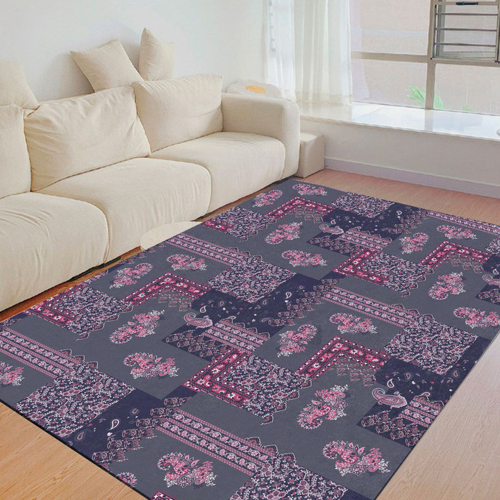 Floor Mat - Luxury Pink Paisley Bandana Foldable Rectangular Thickened Floor Mat A7 | Africazone