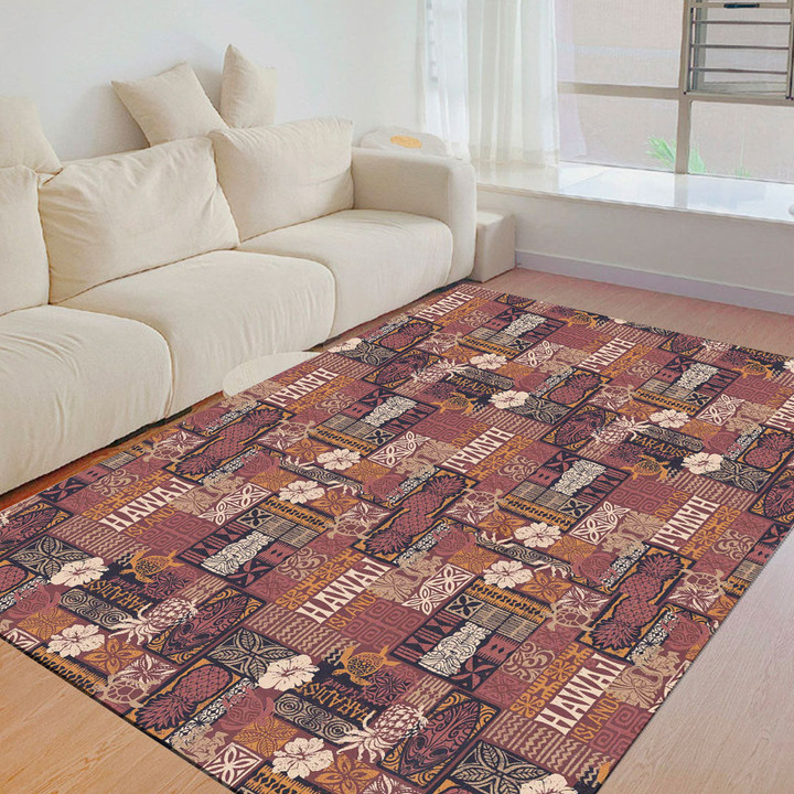 Floor Mat - Hawaiian Style Tribal Motif Fabric Foldable Rectangular Thickened Floor Mat A7 | Africazone