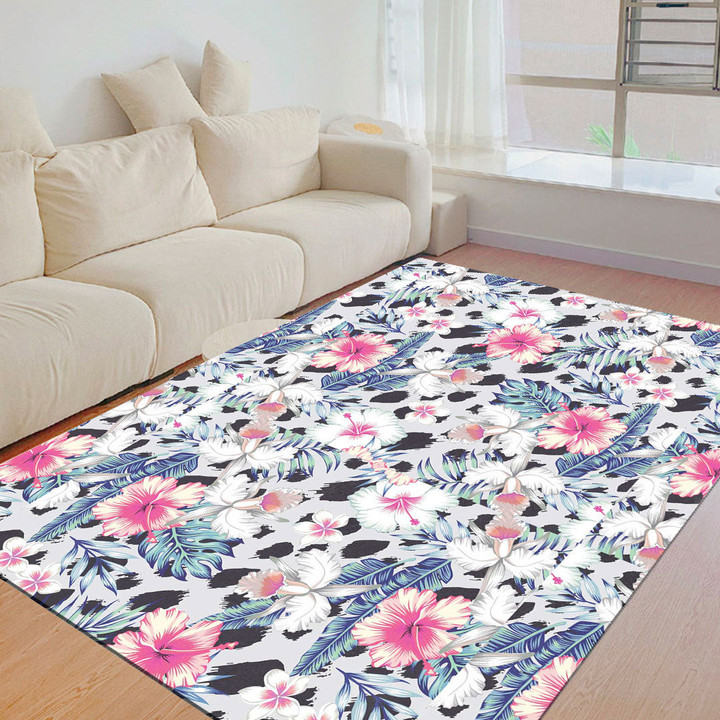 Floor Mat - Hibiscus And Orchids Tropical Pattern Foldable Rectangular Thickened Floor Mat A7 | Africazone
