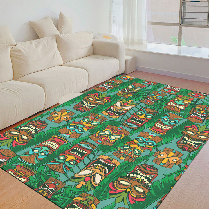 Floor Mat - Seamless Pattern With Tiki Foldable Rectangular Thickened Floor Mat A7 | Africazone