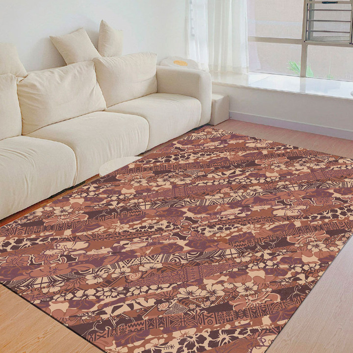 Floor Mat - Hawaiian Style Hibiscus And Tribal Foldable Rectangular Thickened Floor Mat A7 | Africazone