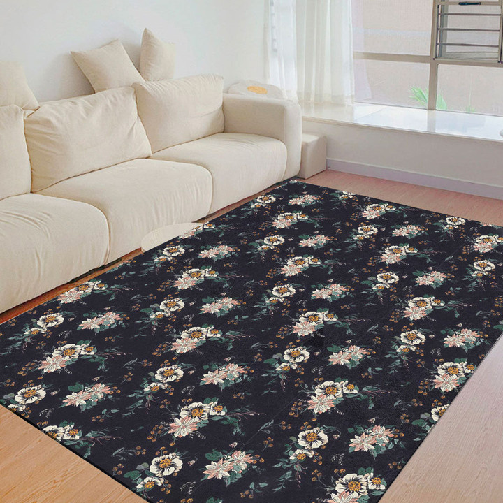 Floor Mat - Trendy Bright Floral Pattern Foldable Rectangular Thickened Floor Mat A7 | Africazone
