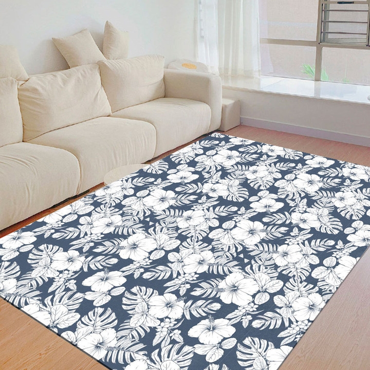 Floor Mat - Hibiscus And Frangipani Flowers Abstract Foldable Rectangular Thickened Floor Mat A7 | Africazone