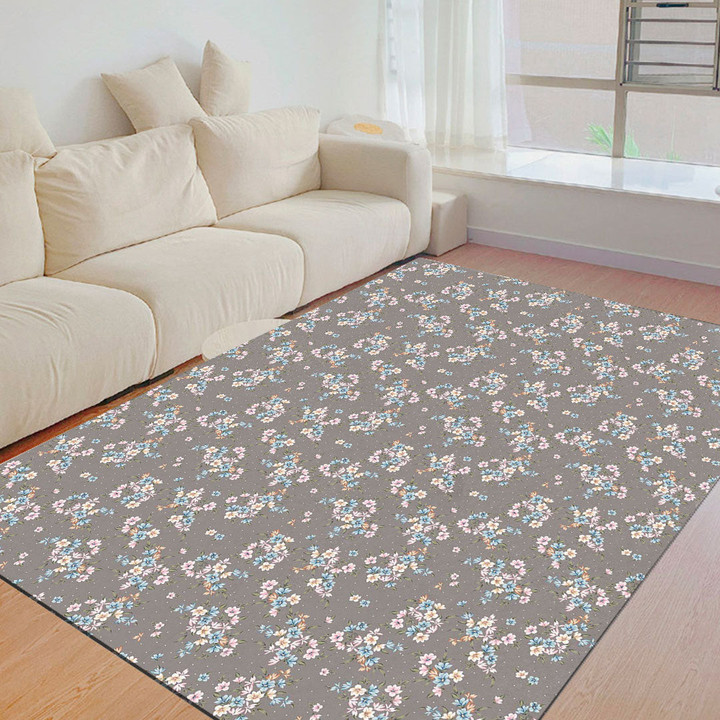 Floor Mat - Vintage Pink Blue and Cream Retro Grey Foldable Rectangular Thickened Floor Mat A7 | Africazone