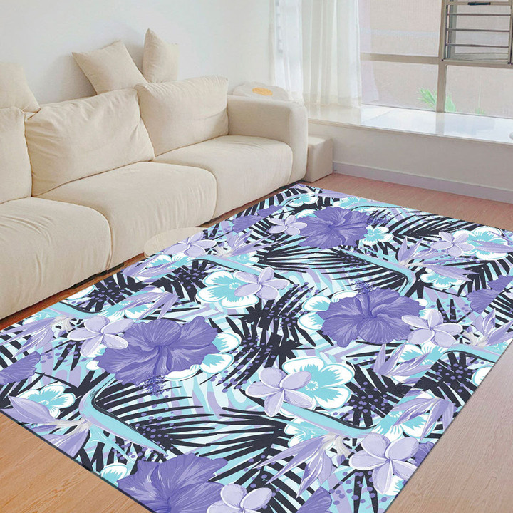 Floor Mat - Tropical Hibiscus Flowers Pattern Foldable Rectangular Thickened Floor Mat A7 | Africazone