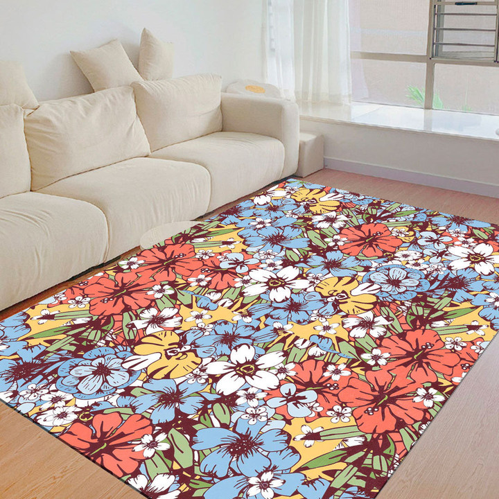 Floor Mat - Tropical Seamless Flowers And Palm Leaves Foldable Rectangular Thickened Floor Mat A7 | Africazone