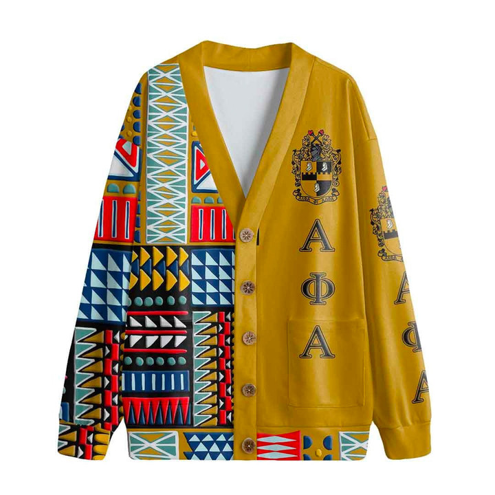 Africa Zone Clothing - Alpha Phi Alpha Kente V-neck Cardigan A35
