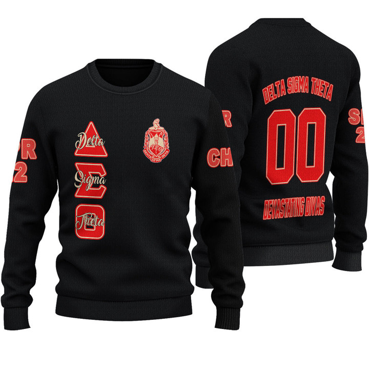 Africa Zone Knitted Sweater - (Custom) Delta Sigma Theta Black Knitted Sweater A35