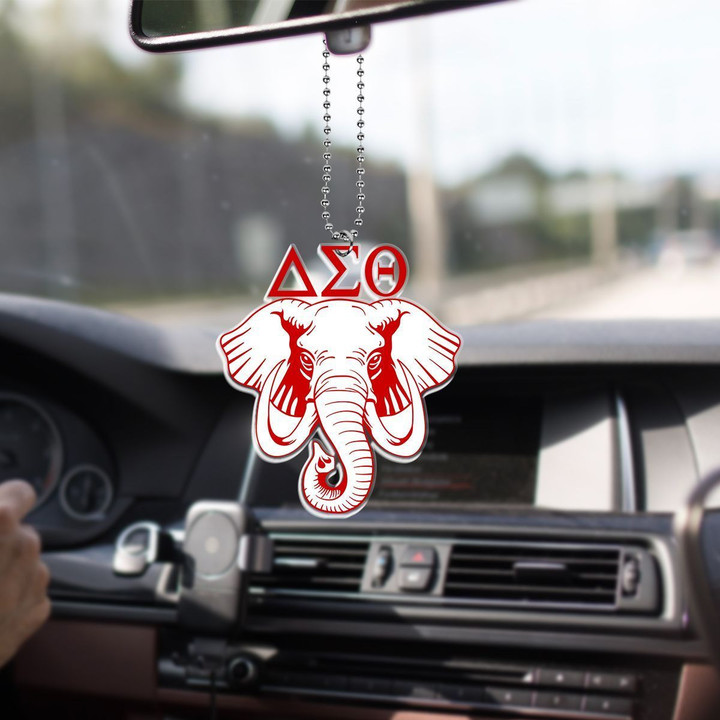 Delta Sigma Theta Greek Letter Elephant Plastic Car Hanging Ornament