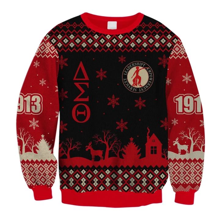 Lux Delta Sigma Theta Scenery Christmas Crewneck Sweatshirt