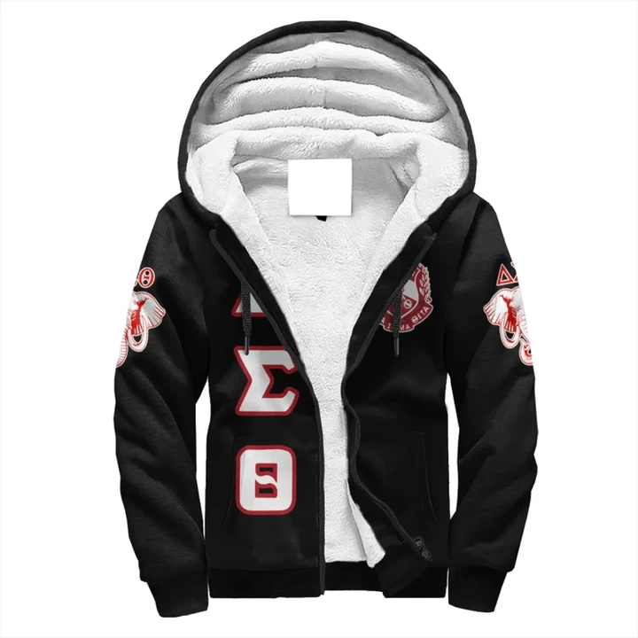 Delta Sigma Theta Letters Sherpa Hoodie | Africazone.store