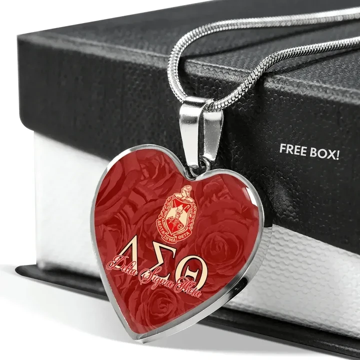 Delta Sigma Theta Rose Luxury Necklace Heart | Africazone.store