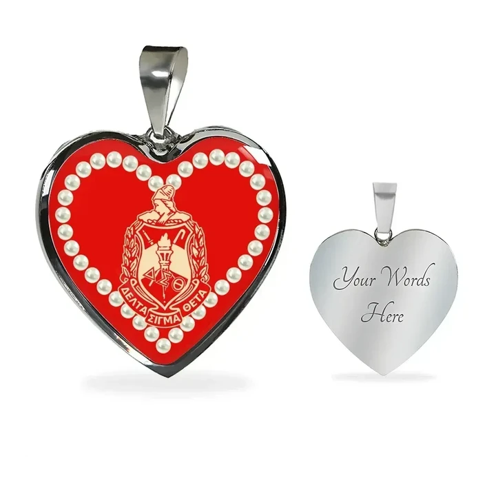 Delta Sigma Theta Pearl Luxury Necklace Heart