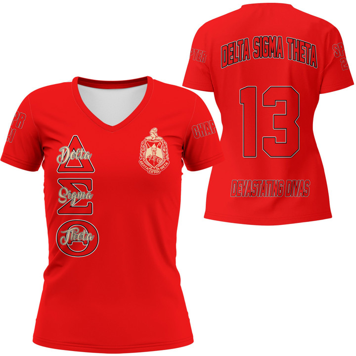 Delta Sigma Theta (Red)  V-neck T-shirt
 | Getteestore.com
