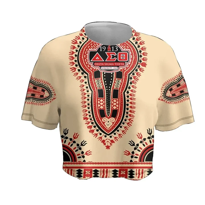 Delta Sigma Theta Dashiki Croptop T-shirt | Africazone.store