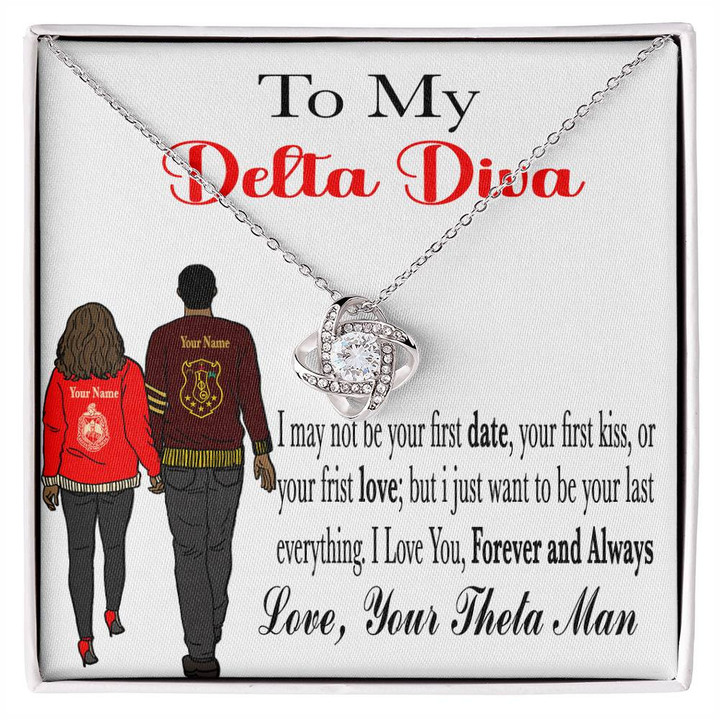 Africa Zone Personalized Jewelry Valentine Gift - Iota Phi Theta Gift For Delta Sigma Theta Love Knot Necklace A31