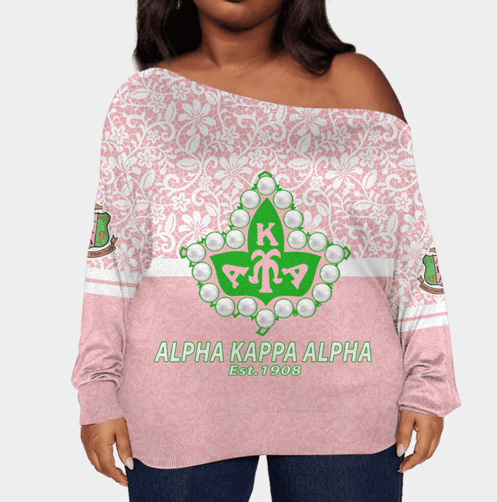 AKA Flower Lace Offshoulder Sweaters Oversize A31