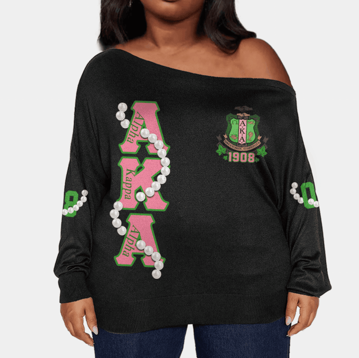 AKA Pearls Offshoulder Sweaters Oversize A31