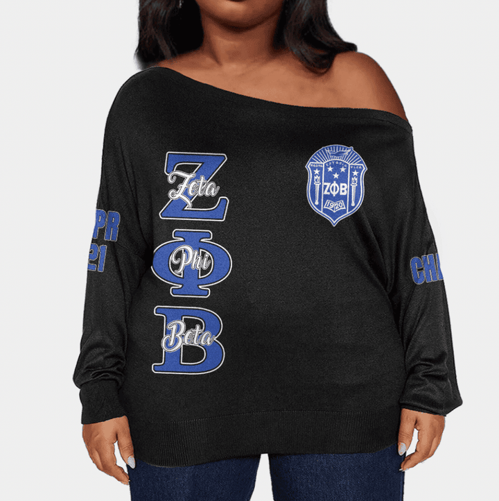 (Custom) Zeta Phi Beta Offshoulder Sweaters Oversize A31