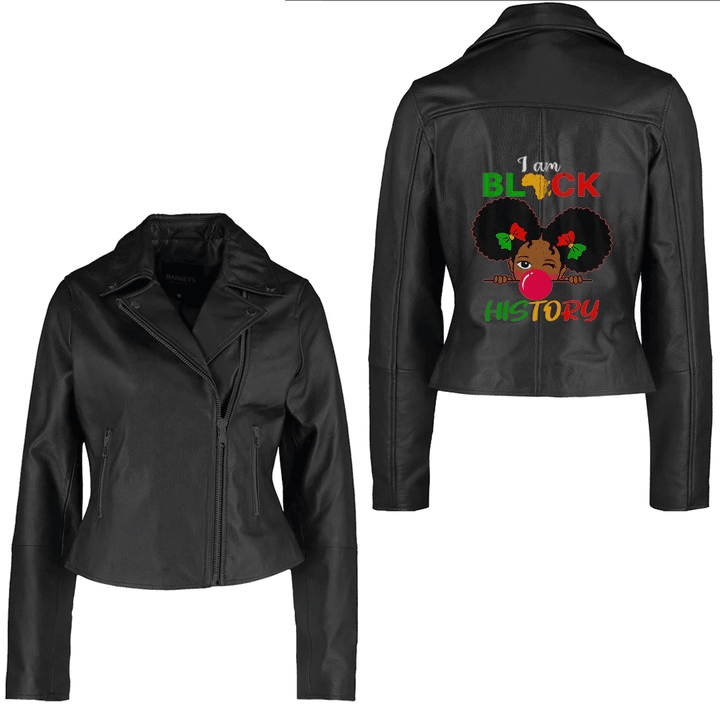 Africa Zone Clothing - Distressed Juneteenth Queen Melanin African American Women Women's Leather Jacket A35
