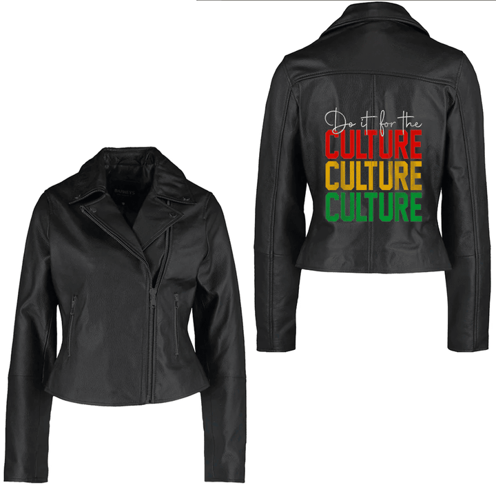 Africa Zone Clothing - ABCs of Black History Month Original Juneteenth Women's Leather Jacket A35