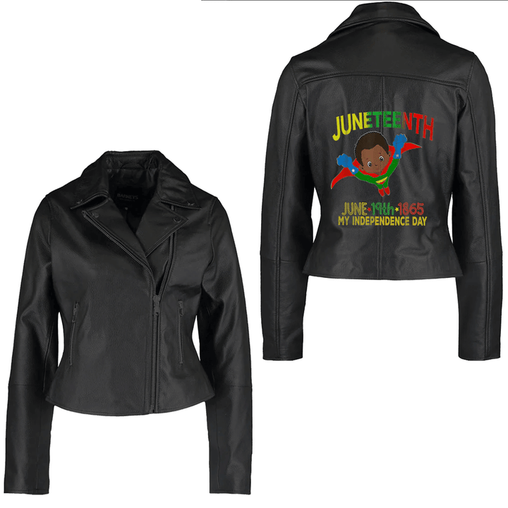 Africa Zone Clothing - Lightly Melanated Hella Black History Melanin African Pride Women's Leather Jacket A35