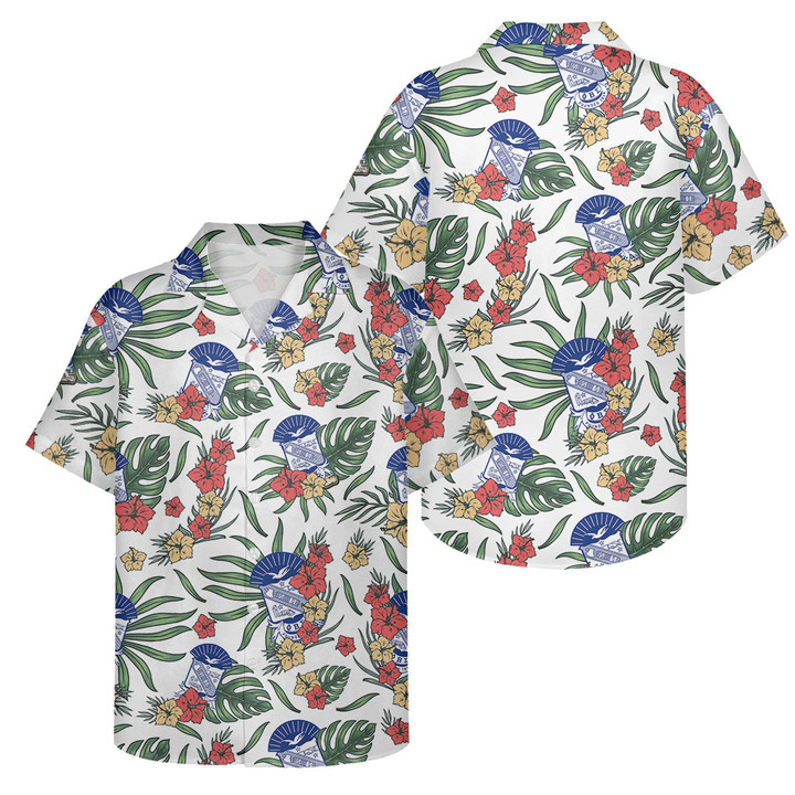 Greeklife Hawaii Shirt - Phi Beta Sigma White Flower Pattern Hawaii Shirt A35