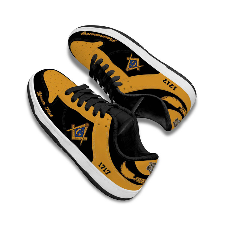 (Custom) Greeklife Footwear - Freemasonry Black Genuine Leather SB Shoes A31