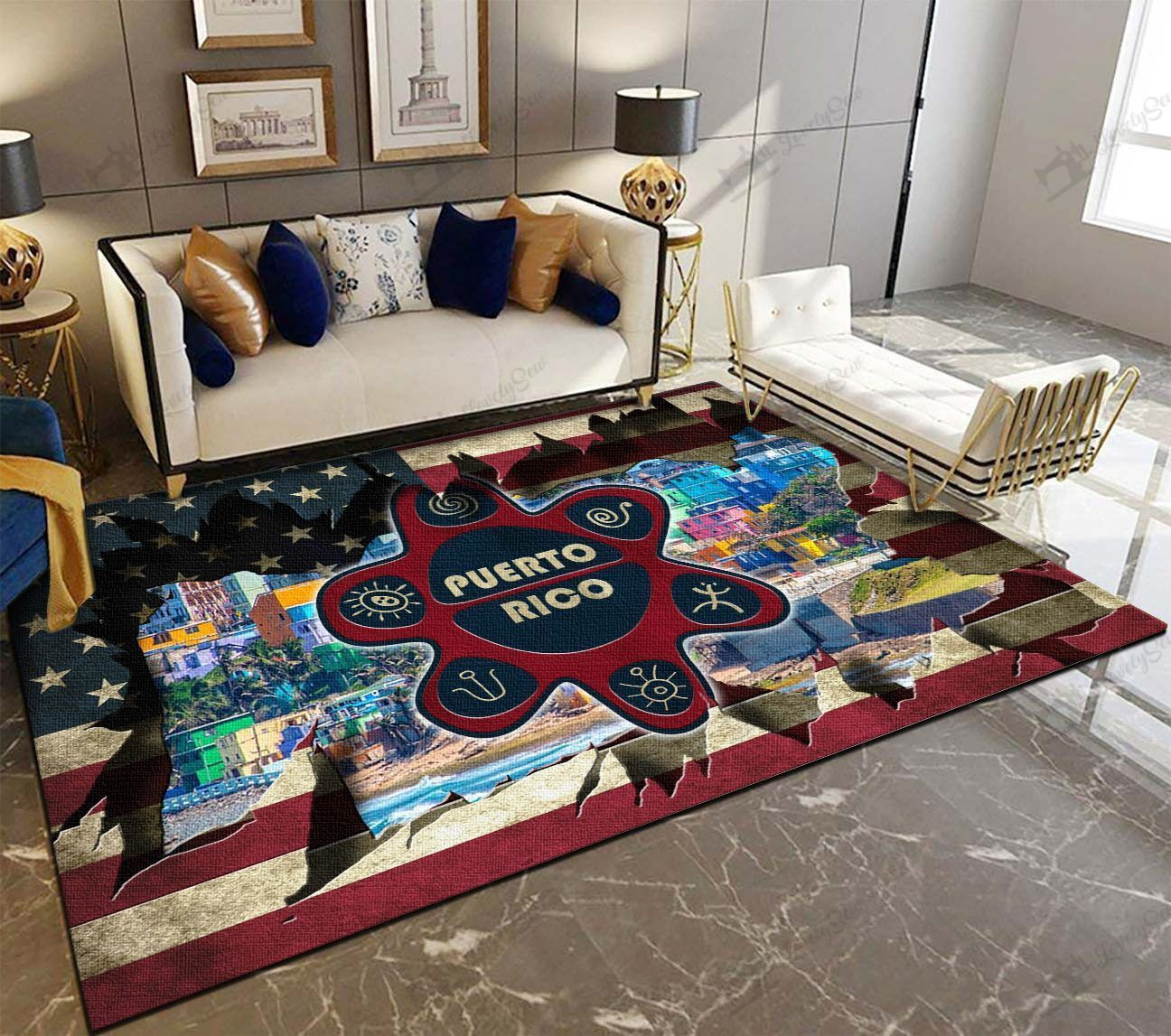 Puerto Rico Rug Puerto Rico Symbols Rug | Encantorican.com - Africazone Store