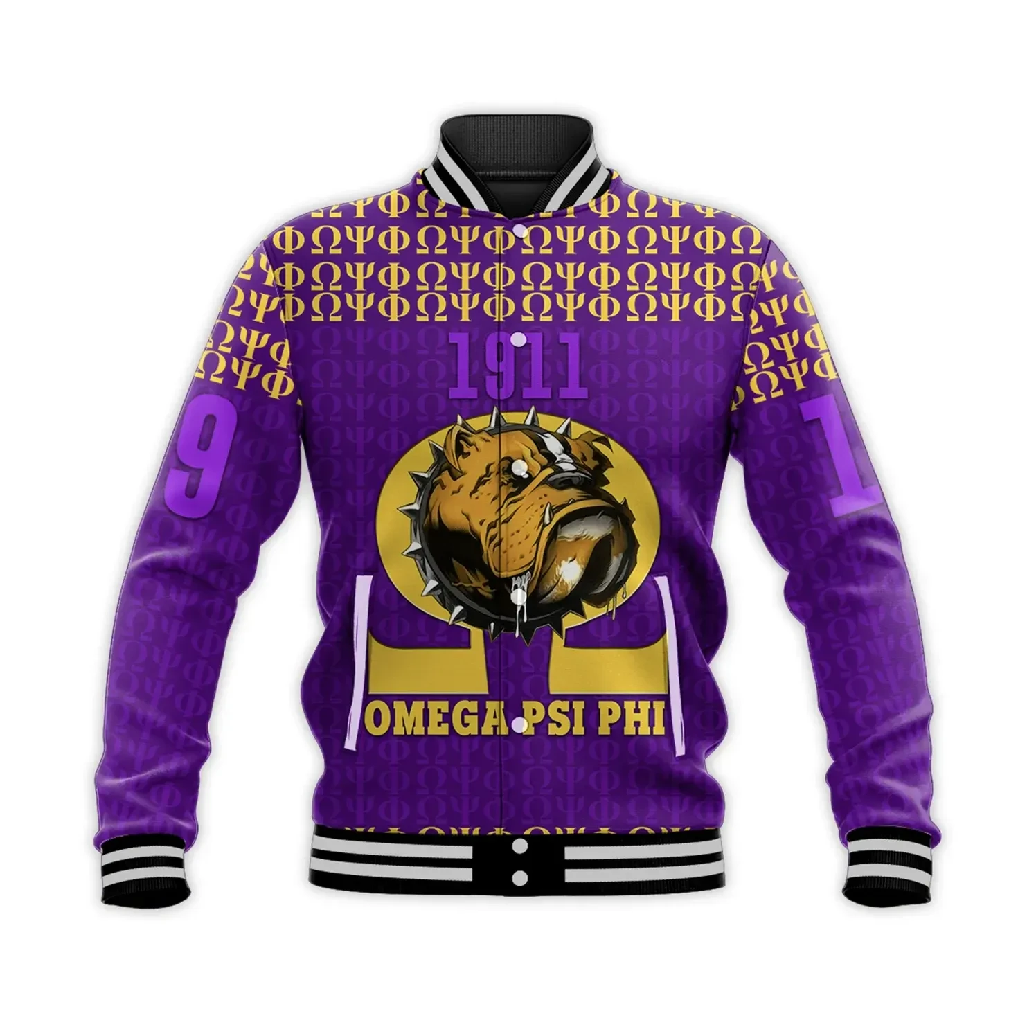 AfricaZone Jacket - Personalised Omega Psi Phi Bull Dogs Special Baseball Jacket J5 | Africazone.store